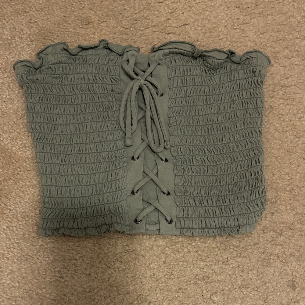 Aeropostale Green Lace-Up Crop Top